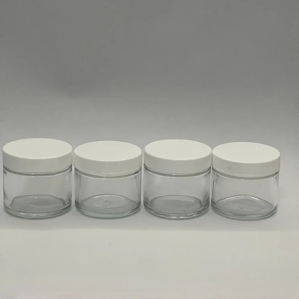 Empty Glass Storage Containers Jars Clear White Lids 2